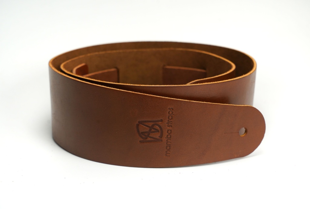MB6061-116 Ремень для гитары, кожаный, коньяк, Mamba straps
