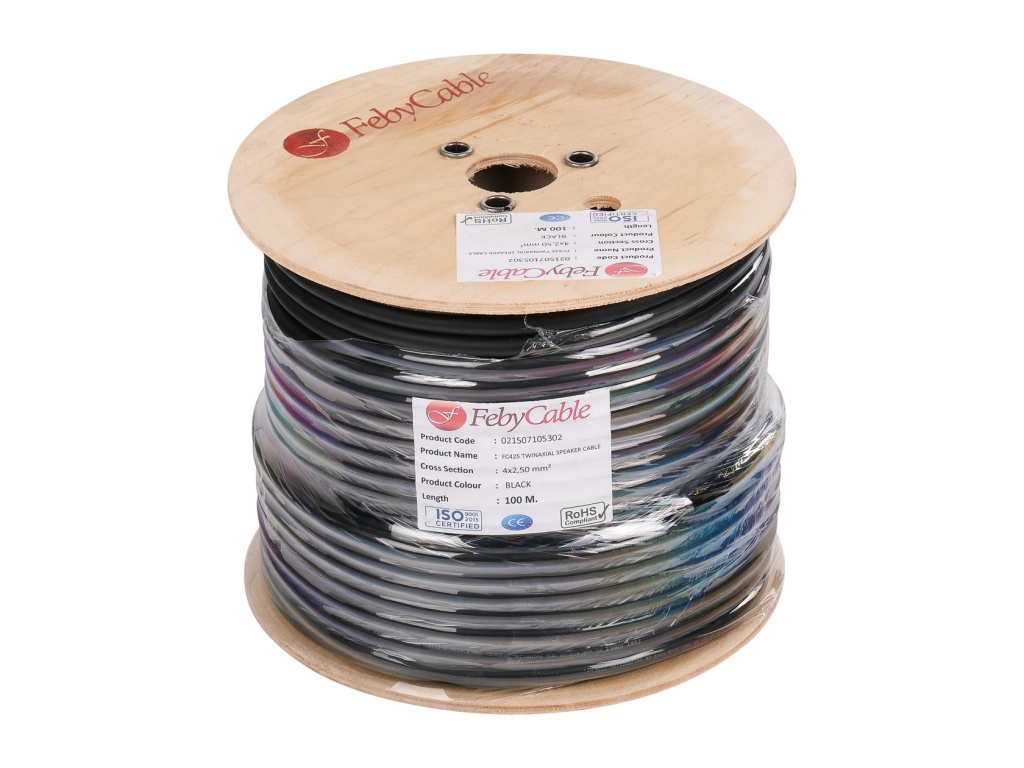 FC425BK-100 Кабель акустический, черный, 100м, Feby Cable