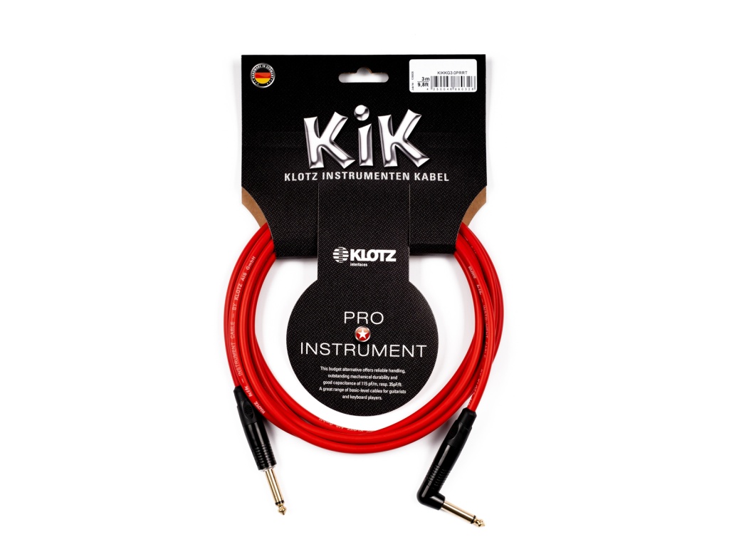 KIKKG3.0PRRT KIK Кабель инструментальный, 3м, прямой/угловой коннекторы, Klotz