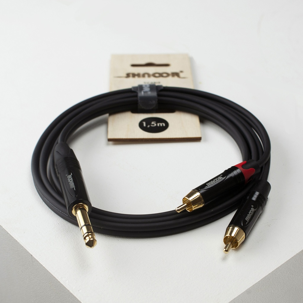 JS2RCA-5m Y-кабель 6,3мм стерео -2хRCA, 5м, SHNOOR
