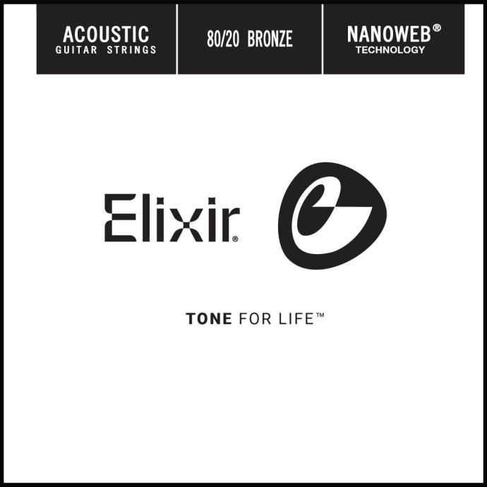 15122 Nanoweb Отдельная струна для акустической гитары, бронза 80/20, .022, Elixir