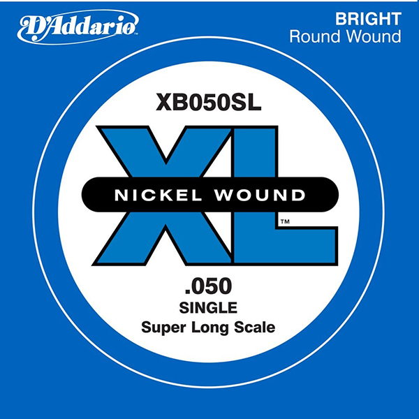 XB050SL Nickel Wound Отдельная струна для бас-гитары, никелированная, .050, Super Long, D'Addario