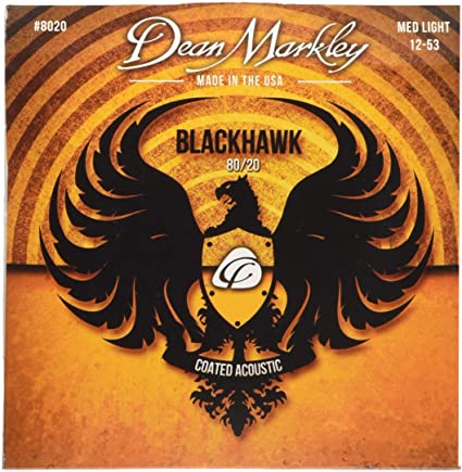 DM8020 Blackhawk 80/20 Комплект струн для акустической гитары, с покрытием, 12-53, Dean Markley