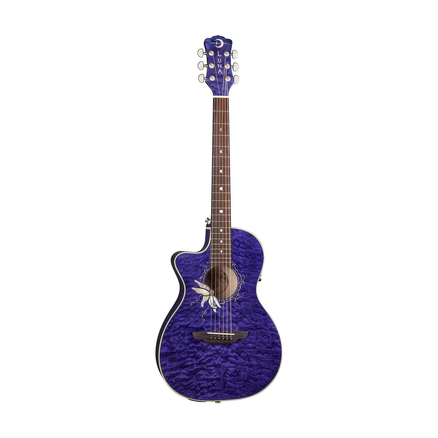 LUNA FLO PF QM LEFTY PASSIONFLOWERS - электроакустическая гитара дредноут с вырезом ЛЕВОСТОРОННЯЯ