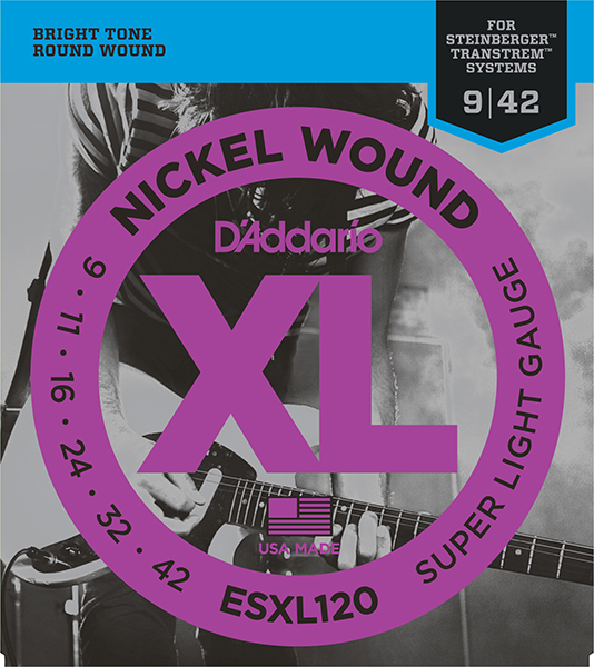 ESXL120 Steinberger Комплект струн для электрогитары, Super Light, шарик на 2 конц, 9-42, D'Addario