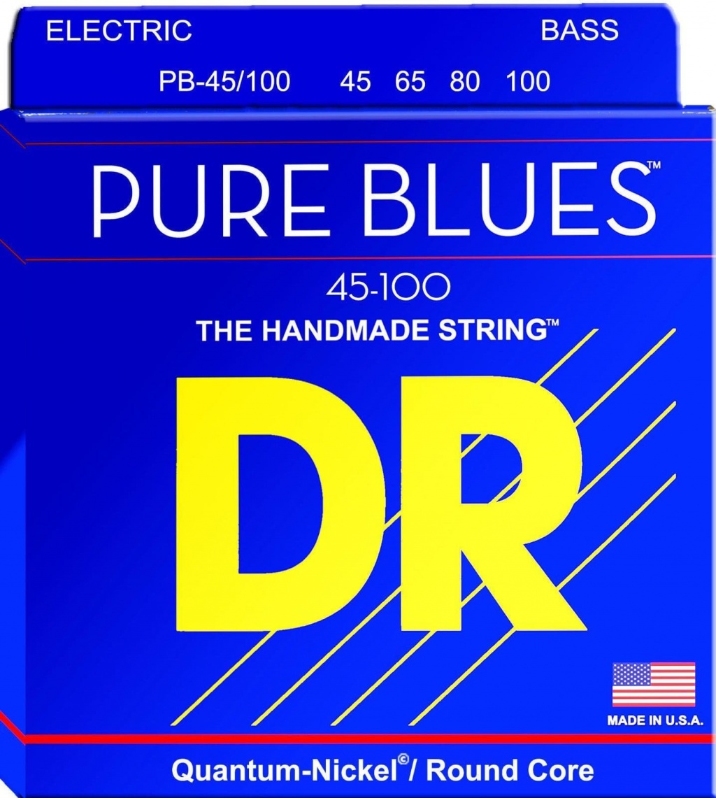 PB-45/100 Pure Blues Комплект струн для бас-гитары, никель, Medium - Light, 45-100, DR