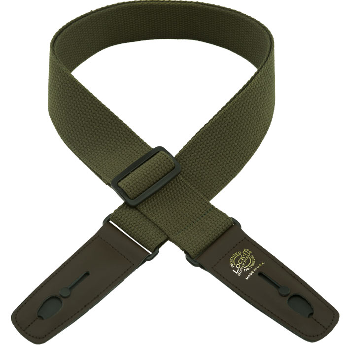 LIS-050-C2-OLV/BRN Ремень для гитары с блокировкой, хлопок, оливковый, Lock-It Straps, D'Andrea