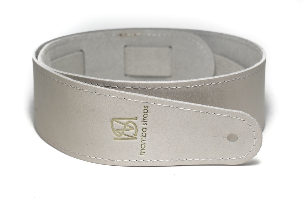 MB6061-119-03 Ремень для гитары, кожаный, белый, Mamba straps