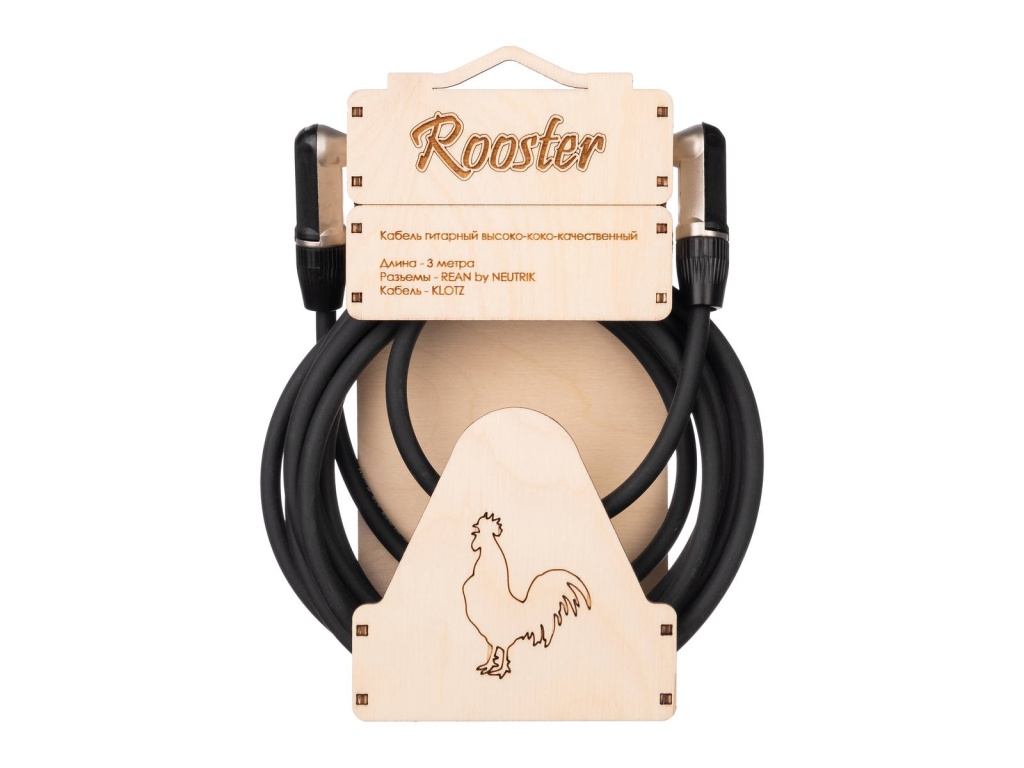 RUS0703 Кабель инструментальный, 3м, угловые коннекторы, Rooster.