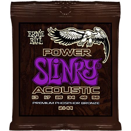 P02144 Slinky Power Комплект струн для акустической гитары, фосфорная бронза, 13-56, Ernie Ball