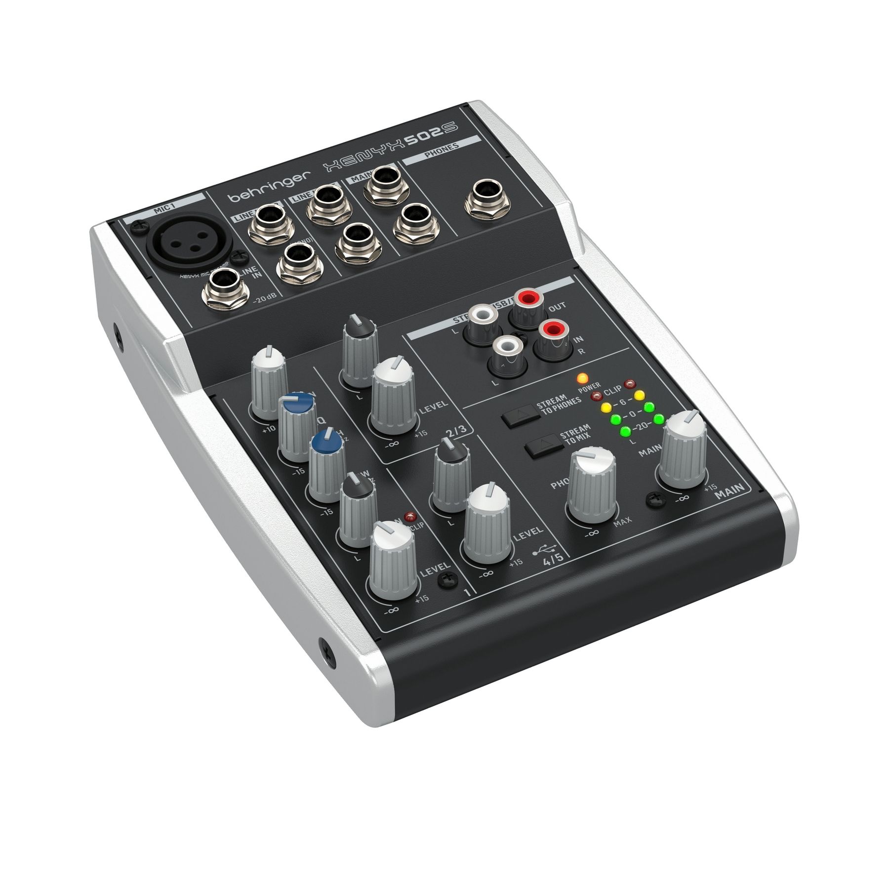 BEHRINGER XENYX 502S - микшерный пульт, 5 входов, 2 шины выходов, предусилители XENYX