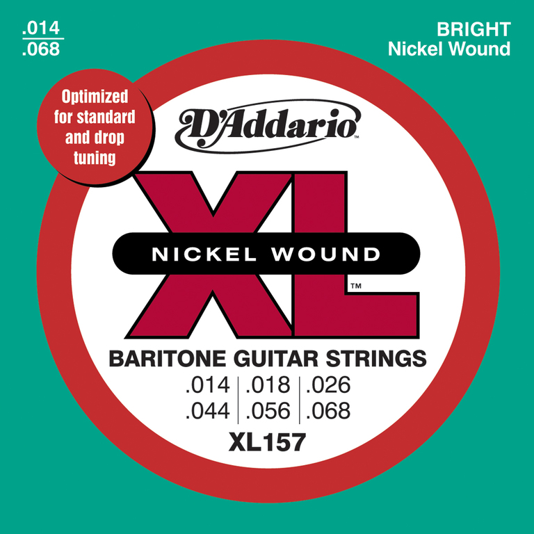 XL157 Nickel Wound Комплект струн для электрогитары баритон, среднее натяжение, 14-68, D'Addario