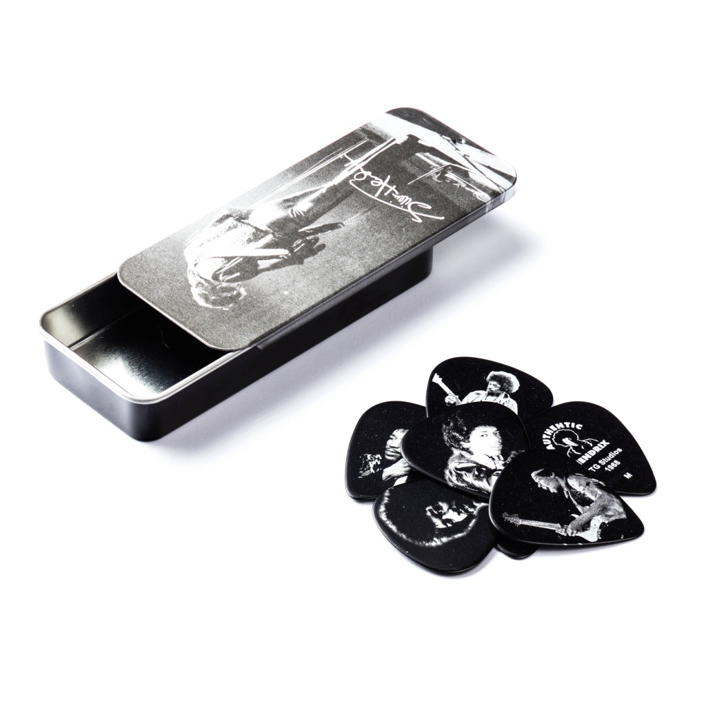 JH-PT06M Jimi Hendrix Silver Portrait Медиаторы 12шт, средние, в коробочке, Dunlop