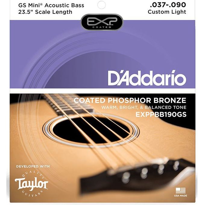 D'ADDARIO EXPPBB190GS - струны для акустической бас-гитары Taylor GS Mini, 37-90