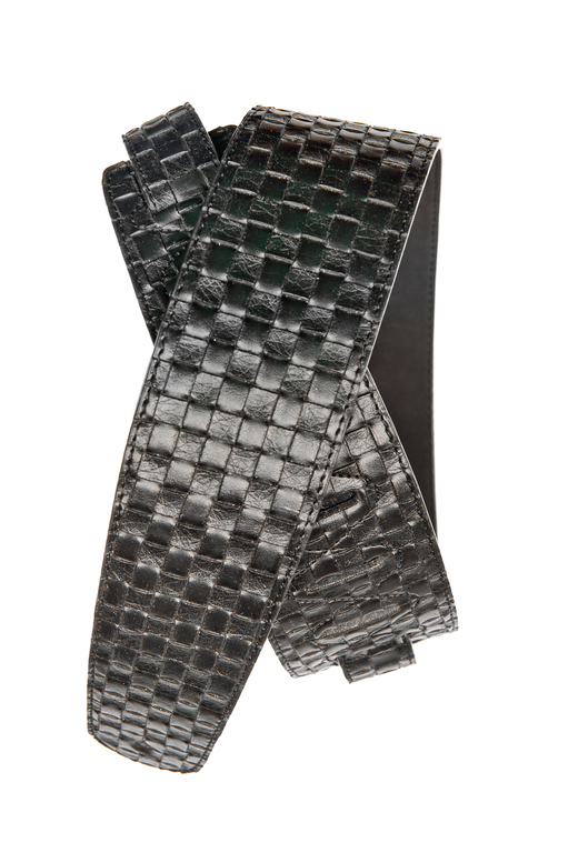 25LWV-02 Кожаный ремень для гитары, рисунок «Small Basket Weave», черный, Planet Waves