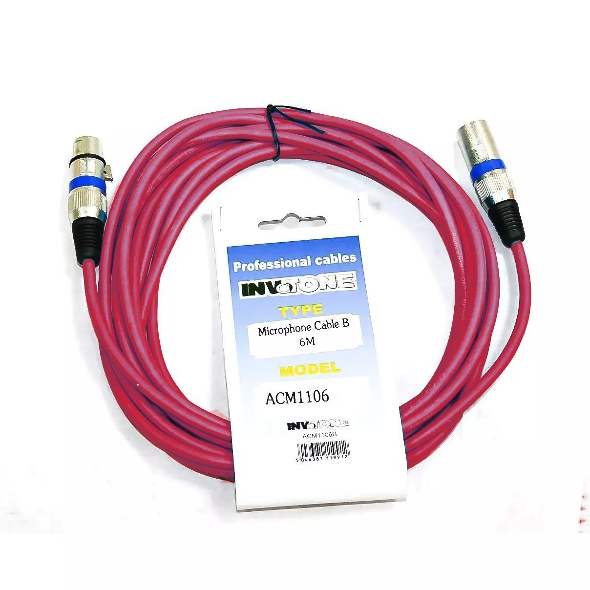 INVOTONE ACM1103 R - микрофонный кабель, XLR(папа) <-> XLR(мама), длина 3 м (красный)