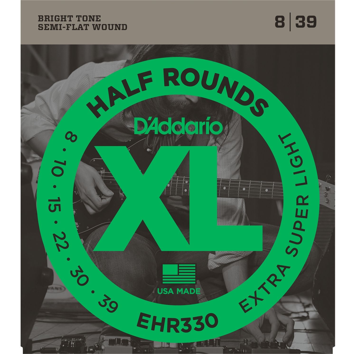 D'ADDARIO EHR330 - струны для электрогитары, Extra Sup. Light, калён. ст., шлиф.опл, 8-38