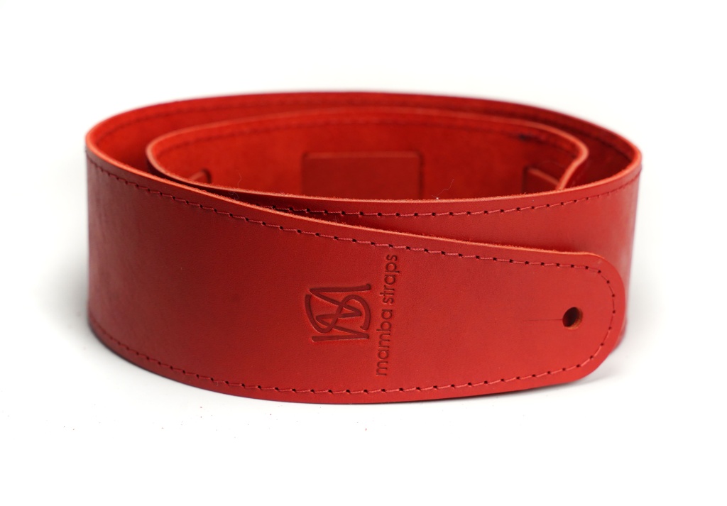 MB6061-117-03 Ремень для гитары, кожаный, красный, Mamba straps