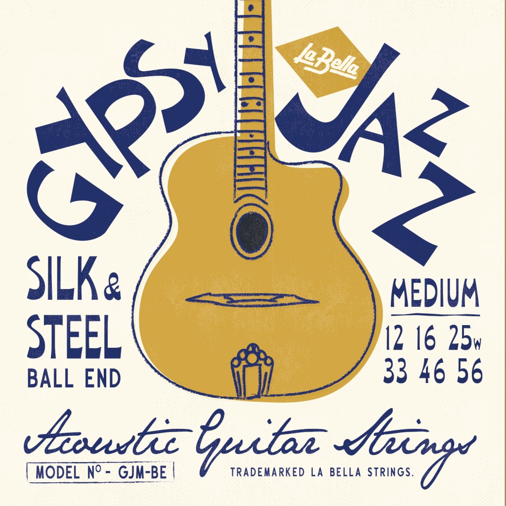 GJM-BE Gypsy Jazz Компект струн для акустической гитары, посеребренные, 12-56, La Bella