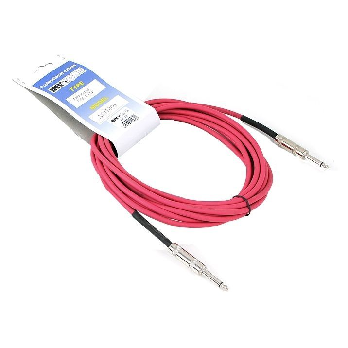 INVOTONE ACI1004 R - инструментальный кабель, 6,3 джек моно <-> 6,3 джек моно, длина 4 м (красный)