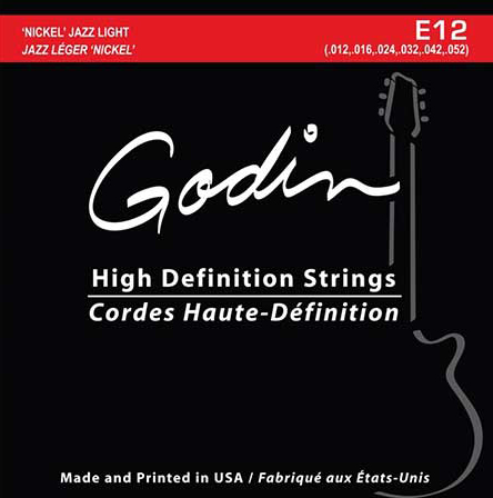 033416 E-12 Комплект струн для электрогитары, 12-52, Jazz Light, Godin