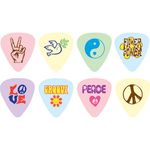 RPPLM PEACE&LOVE Упаковка медиаторов, 12 штук, с рисунком, средние, D'Andrea