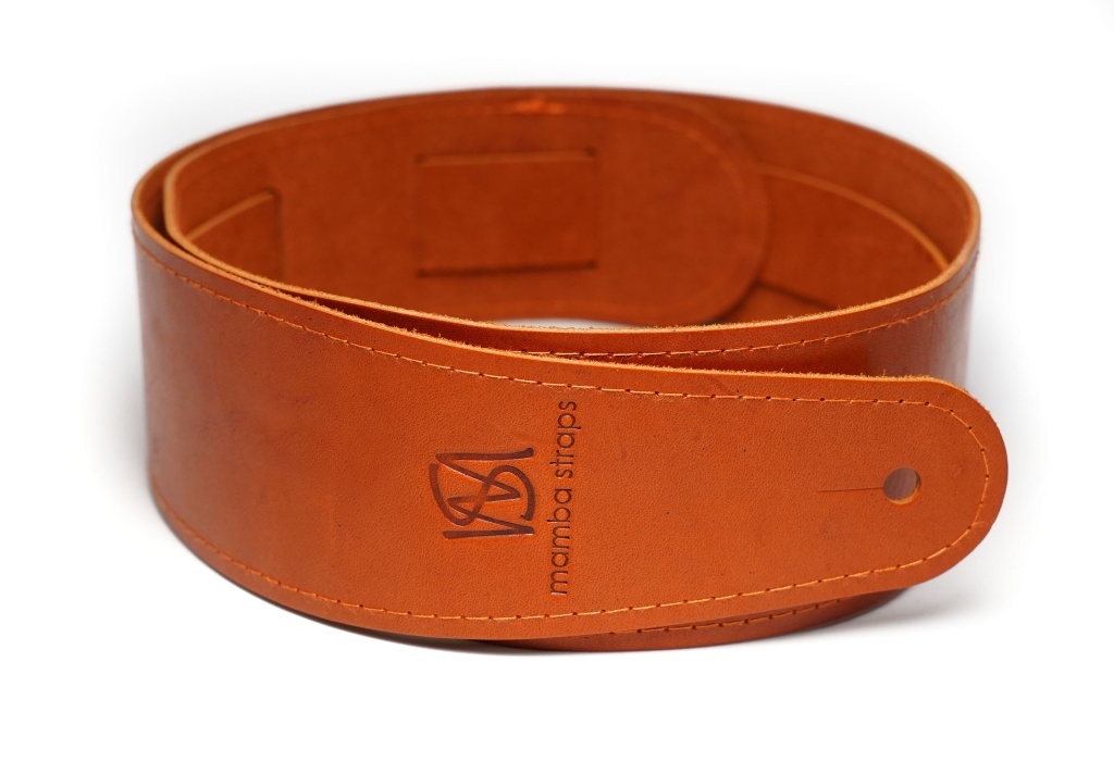 MB6061-115-3 Ремень для гитары, кожаный, рыжий, Mamba straps