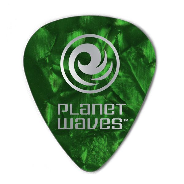 PLANET WAVES 1CGP4-10 - медиатор (0,70mm), (10шт), зелёный перламутр, Medium, Standard