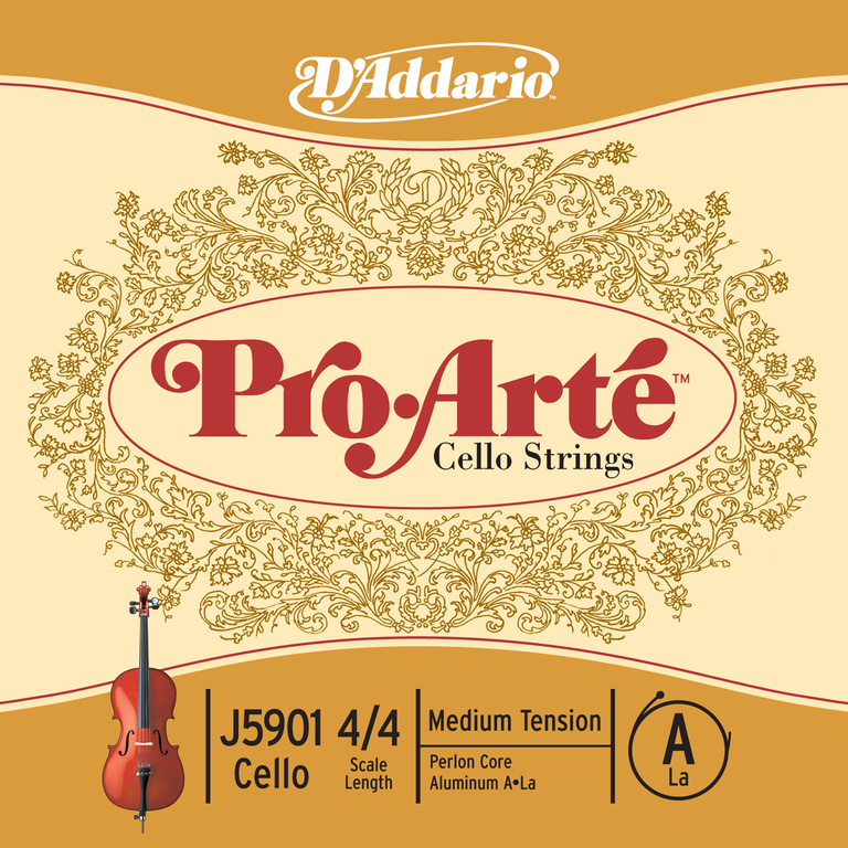 J5901-4/4M Pro-Arte Отдельная струна A/Ля для виолончели размером 4/4, среднее натяжение, D'Addario