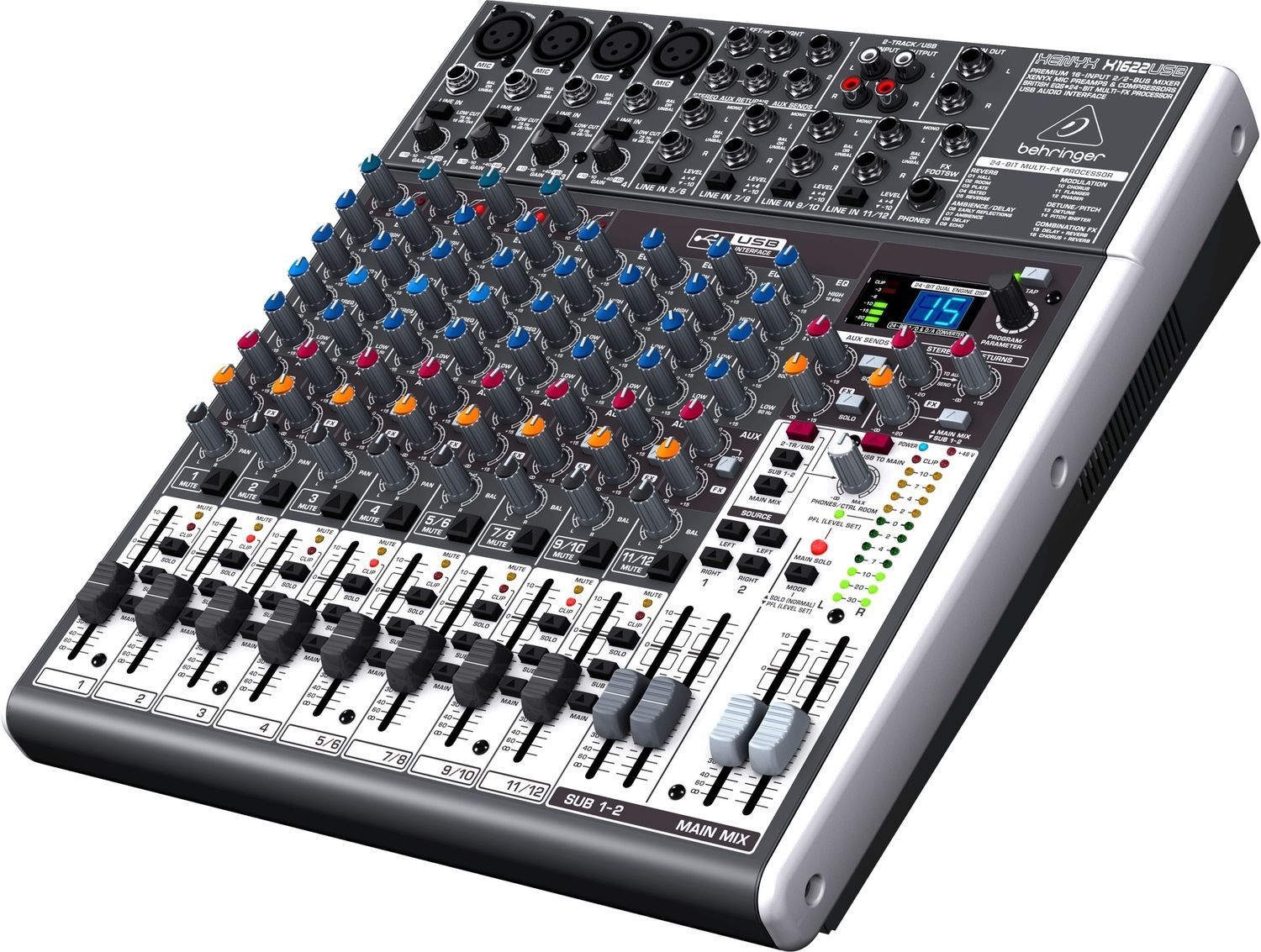 BEHRINGER X1622USB - микшер, 4 моно,4 стерео,2 AUX-шины, процессор эффектов,USB