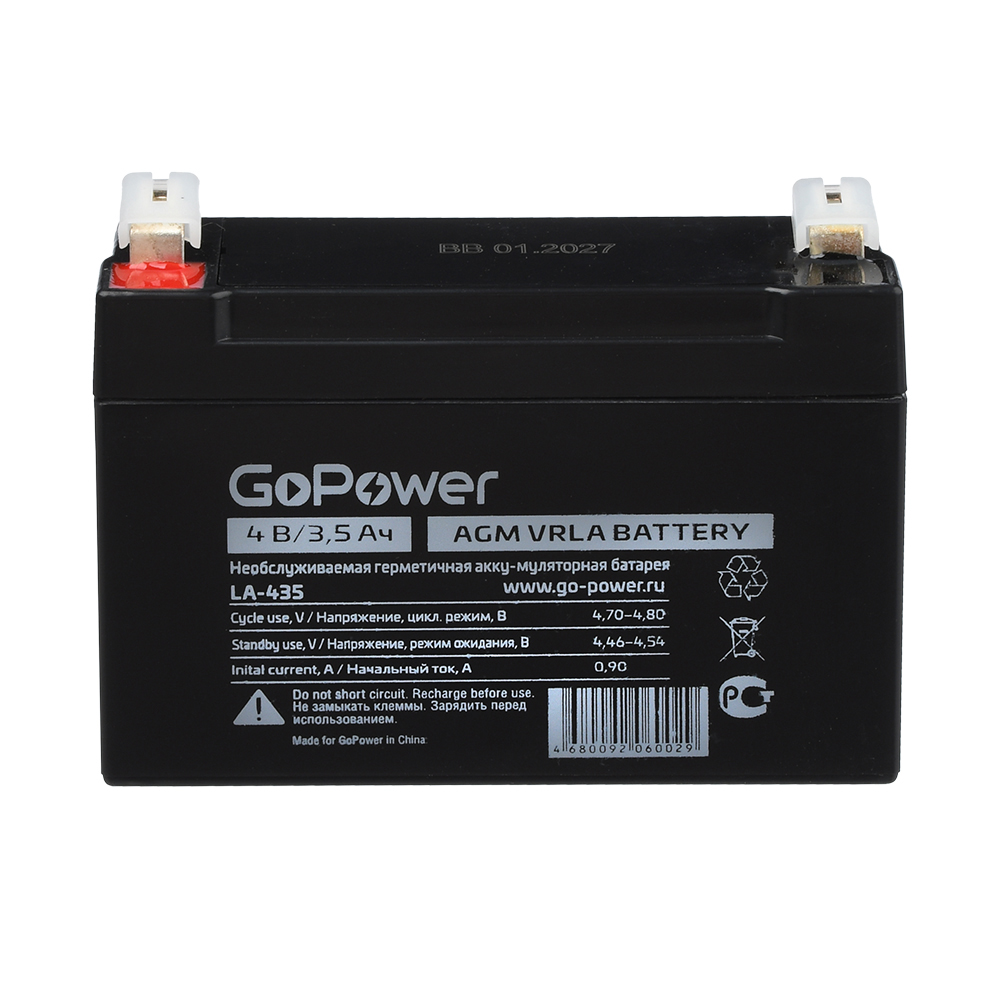 00-00015320 LA-435 Аккумулятор cвинцово-кислотный 4В, GoPower