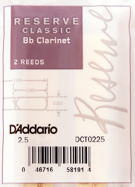 DCT0225 Reserve Classic Трости для кларнета Bb, размер 2.5, 2шт., Rico