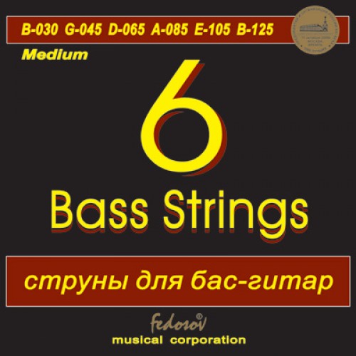 GB6-1 Комплект струн для 6-струнной бас-гитары, никель, Medium, 30-125, Fedosov