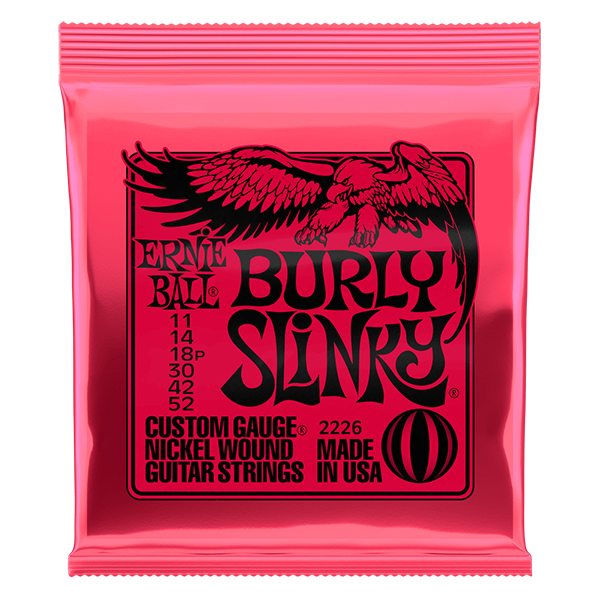 P02226 Burly Slinky Комплект струн для электрогитары, никелированные, 11-52, Ernie Ball