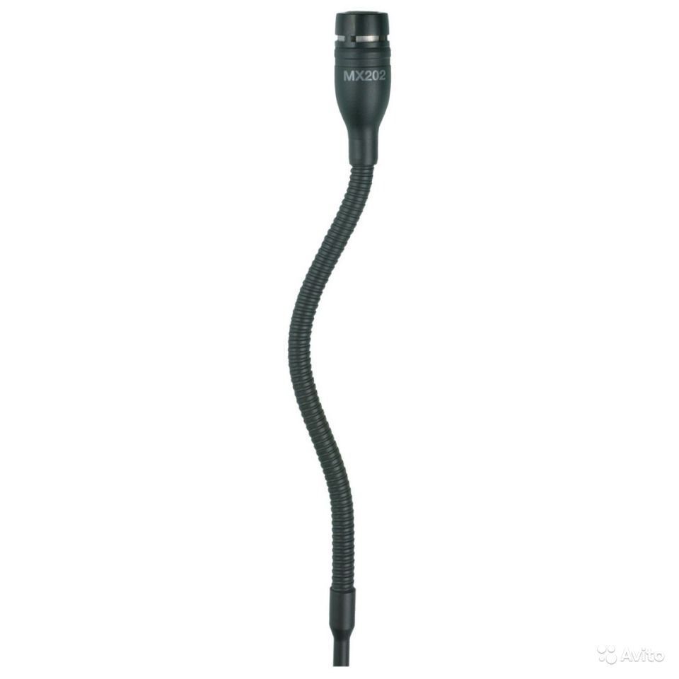 SHURE MX202B/S - суперкардиоид. миниатюр.театрально-хоровой микрофон (черный) на гибком держат