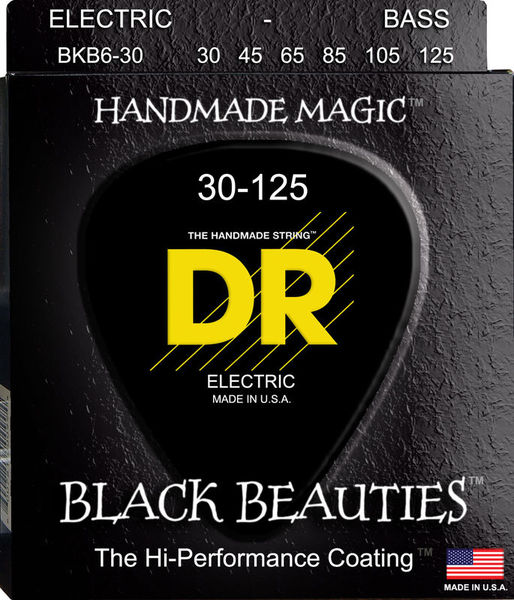 BKB6-30 Black Beauties Комплект струн для 6-струнной бас-гитары, сталь, с покрытием, 30-125, DR