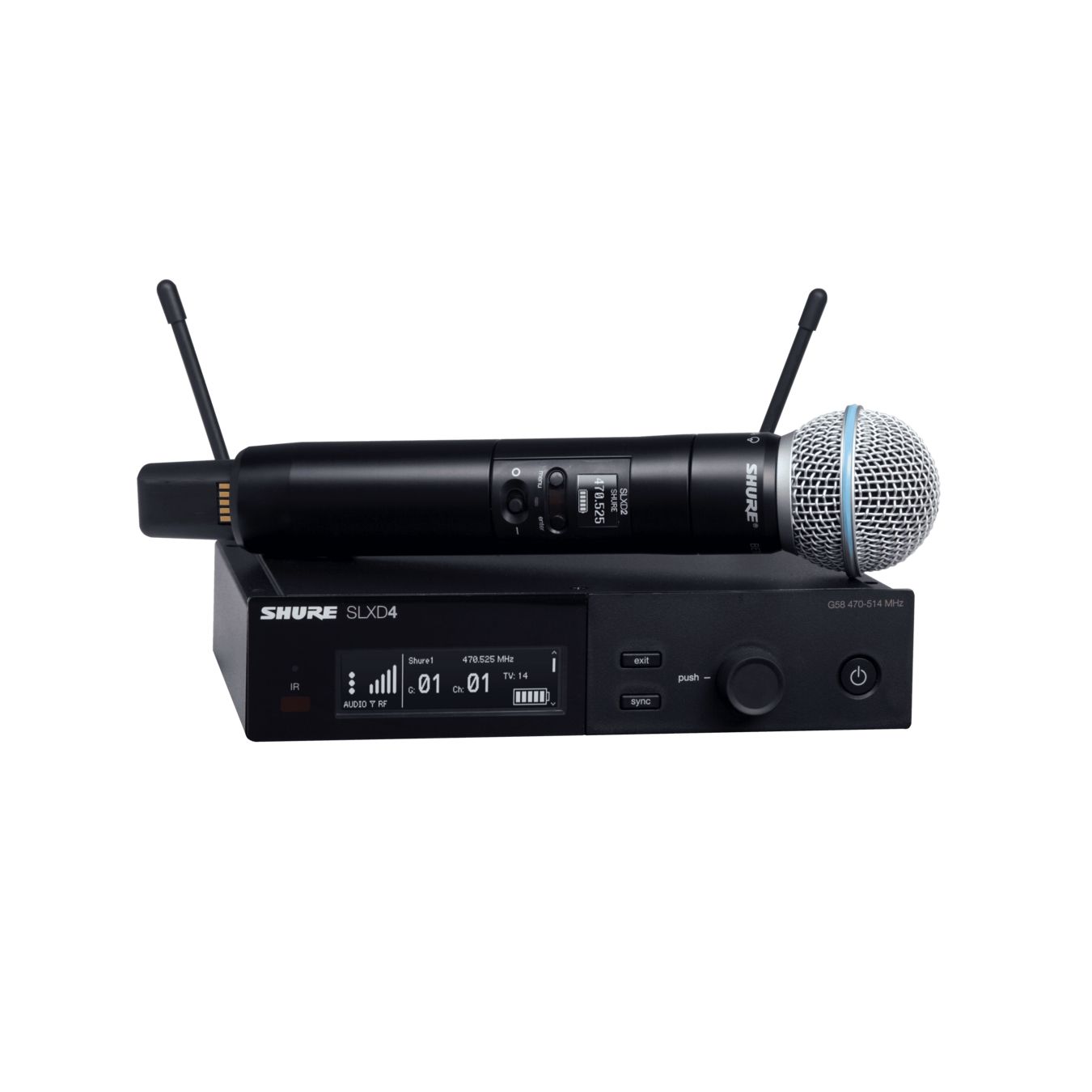 SHURE SLXD24E/B58 H56 - одноканальная цифровая радиосистема с ручным передатчиком BETA58A (518-562MH