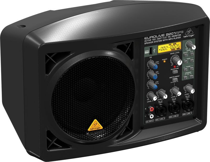 BEHRINGER B207MP3 - активная акустическая система с MP3/монитор , 6,5', 150Вт, класс D,микшер 4 кана