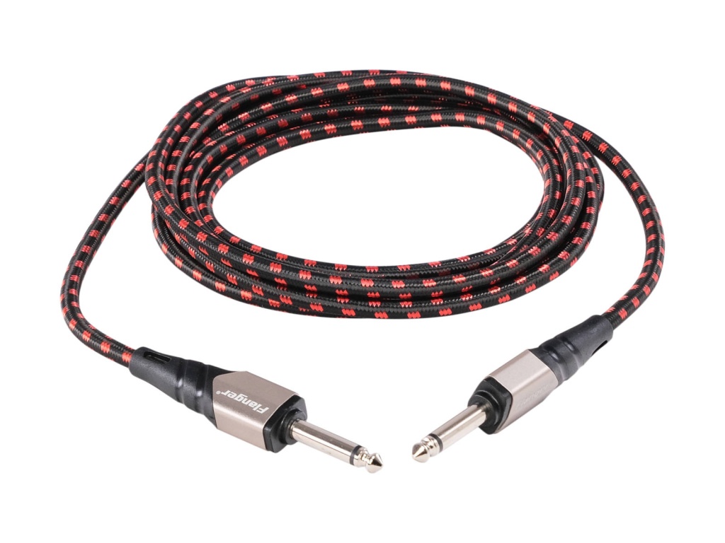 FICB-007(Braided)-RB Кабель инструментальный, красный/черный, 3м, Flanger