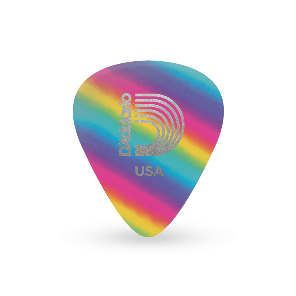 1CRB6-10 Rainbow Медиаторы, целлулоид, расцветка радуга, 10шт, толстые, Planet Waves