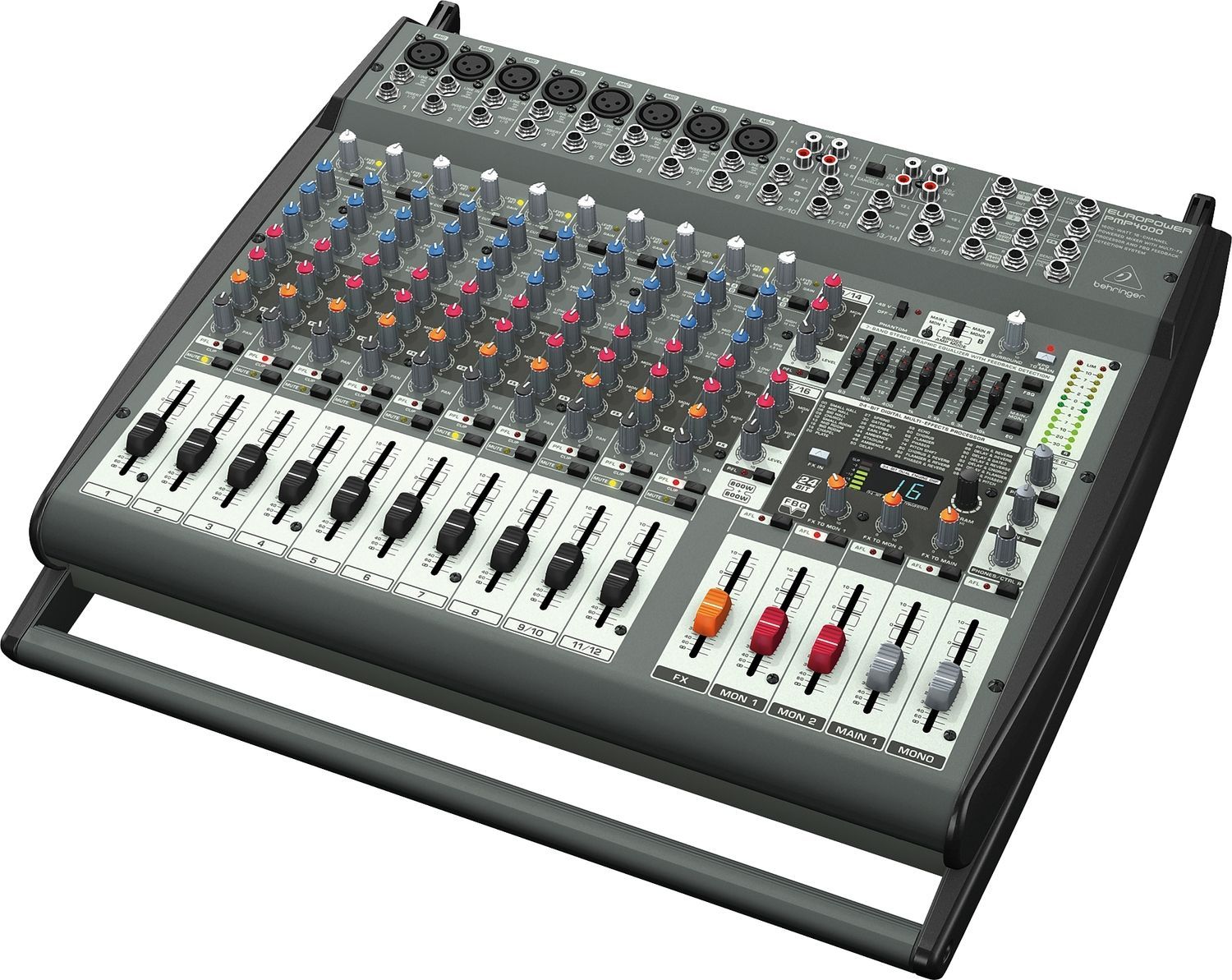 BEHRINGER PMP4000 - микшер-усилит,2x300 Втна8 Ом (2x600 Вт на 4 Ом), 1200 мост 8 Ом, 8 моно/4 стерео