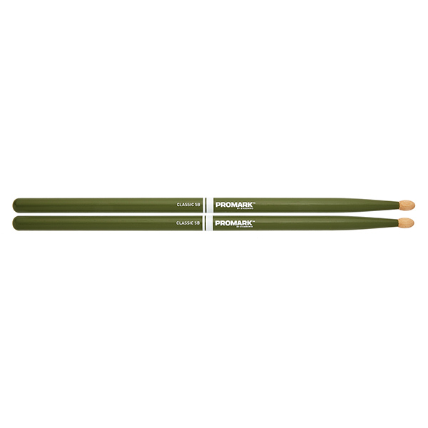 TX5BW-GREEN 5B Барабанные палочки, зеленые, орех гикори, деревянный наконечник, ProMark