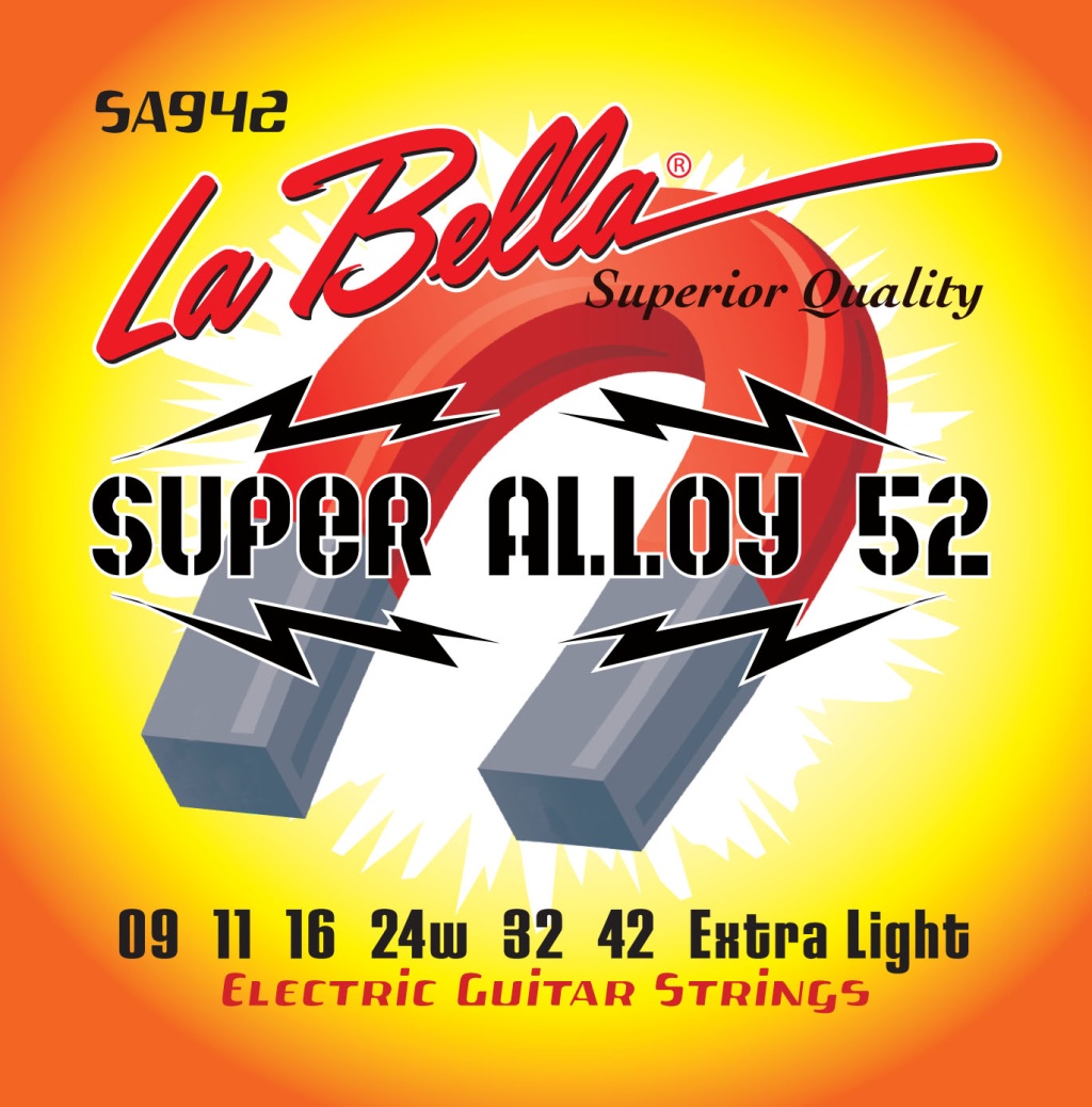 SA942 Super Alloy 52 Комплект струн для электрогитары.  009-042 La Bella