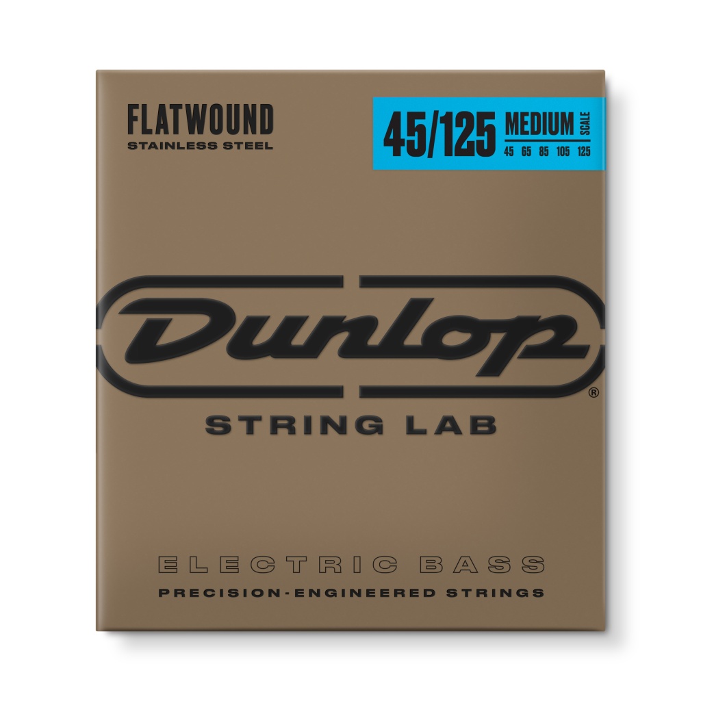 DBFS45125M Flatwound Medium Scale Комплект струн для 5-струной бас-гитары, сталь, 45-125, Dunlop