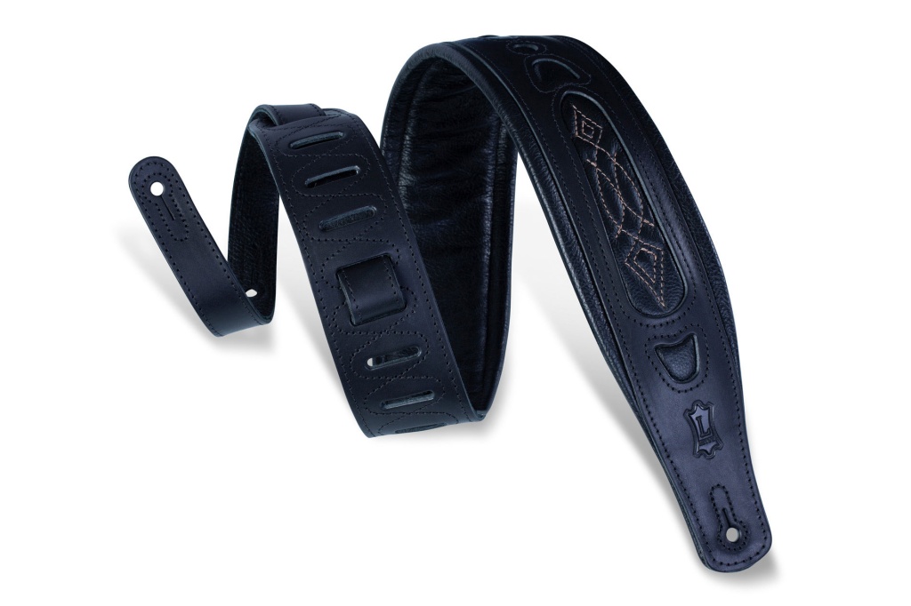 PM31-BLK Heirloom Series Ремень для гитары, кожаный, черный, Levy's