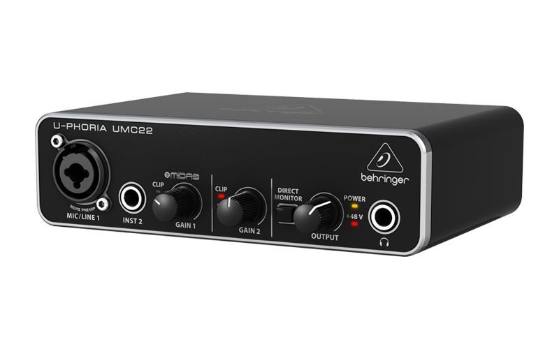 BEHRINGER UMC22 - аудиоинтерфейс USB,2входа, 2 выхода, микр. предусилитель MIDAS