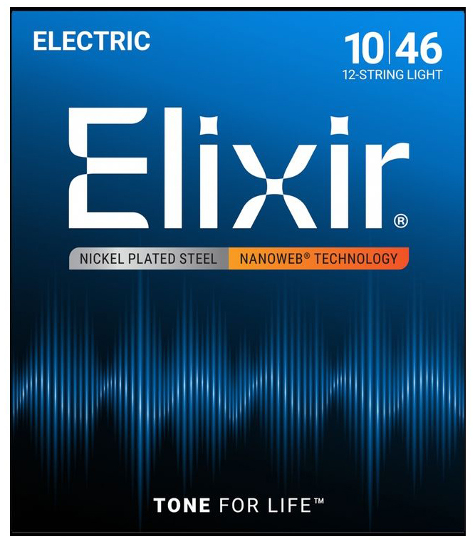 12450 NANOWEB Комплект струн для 12-струнной электрогитары, Light, 10-46, Elixir