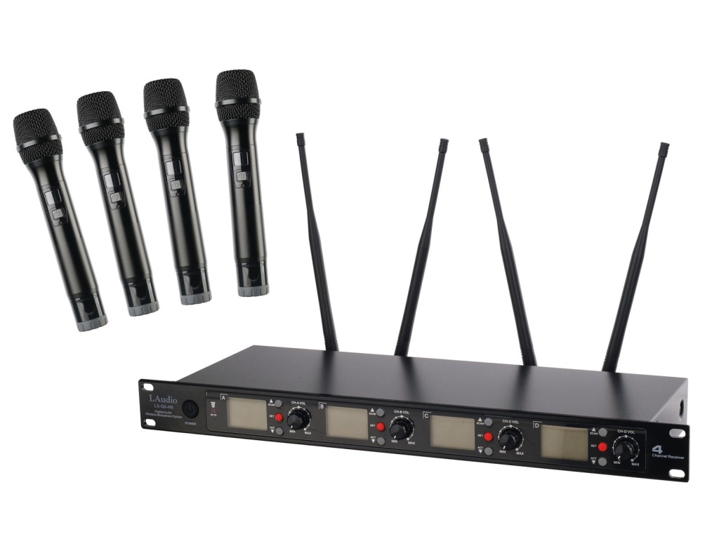 LS-Q6-4M Беспроводная микрофонная система, 4 ручных передатчика, Laudio