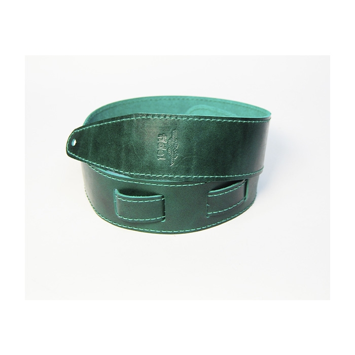 FL66037L11 Leather 11 Ремень для гитары, кожаный, изумруд, Fidel