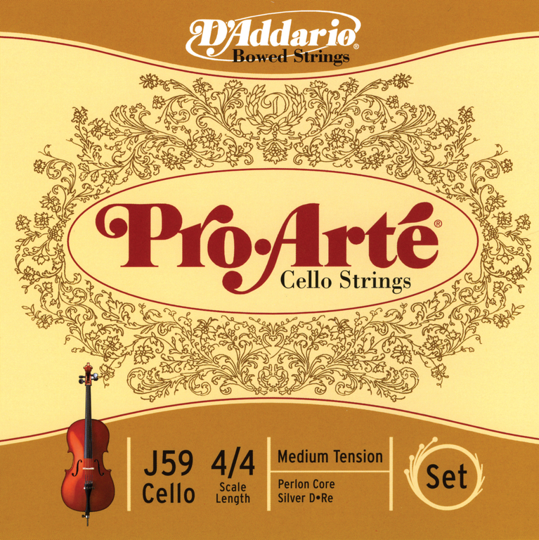 J59-4/4M Pro-Arte Комплект струн для виолончели размером 4/4, среднее натяжение, D'Addario